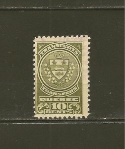 Canada Revenue Stamp QST12 Quebec Stock Transfer 10Cent 1913 Stamp Used