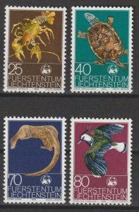 LIECHTENSTEIN 1976 WWF SG 630/33 MNH