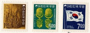 Korea #595-7 MNH cpl defins