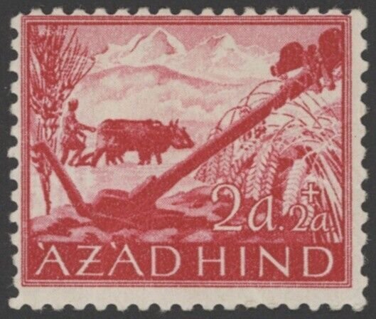 1943  Azad Hind (India) 2A+2A Farmer & Oxen, MH