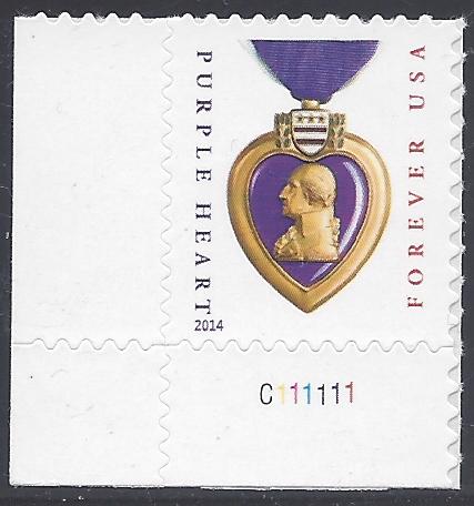 #4704a 49c Forever  Purple Heart 2014 Edition P#Single MNH