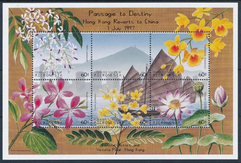 [81274] Micronesia 1997 Ships Boats Flower Hong Kong Reverts to China Sheet MNH