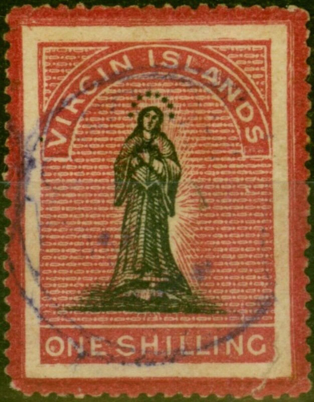 Virgin Islands 1867 1s Black & Rose-Carmine White Paper SG18 Fine Used 'Circu... 