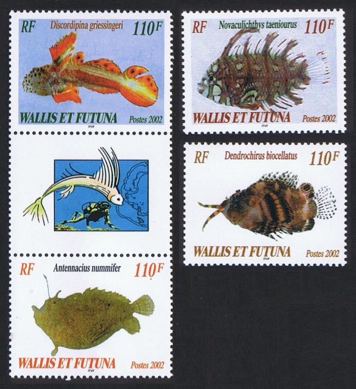 Wallis and Futuna Fish 4v+label SG#812-815 SC#561 a-d