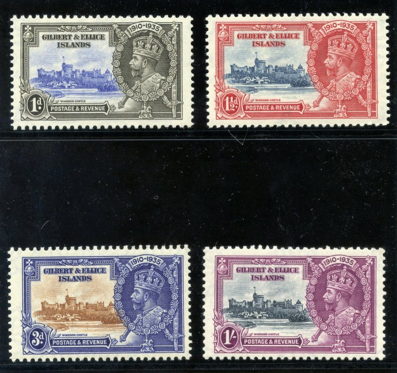 Gilbert & Ellice Is 1935 KGV Silver Jubilee set complete MNH. SG 36-39. Sc 33-36