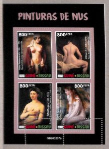 A1878 - Guinea Bissau - ERROR: MISSPERF, M / SHEET - 2020, Art, Erotica, Renoir