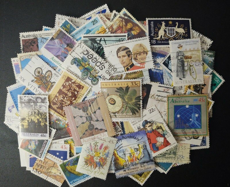 Australia stamp accumulation,Kiloware 193 different used off paper stamps