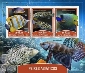 2021/10 -SAO TOME -ASIAN FISHES                   3V complet set    MNH ** T