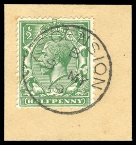 Ascension 1919 KGV GB ½d VFU cancelled Ascension cds dated 9 MY '19. SG Z39.