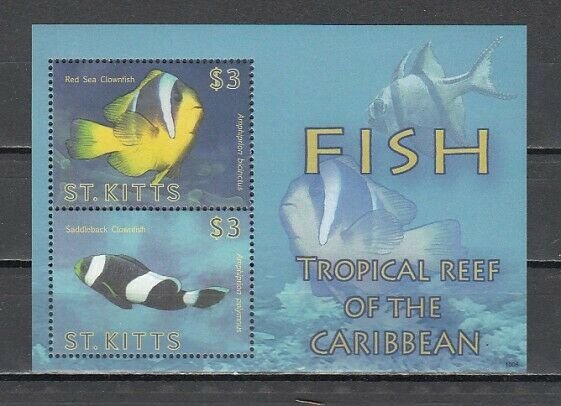 St. Kitts, Scott cat. 757. Tropical Fish s/sheet. *