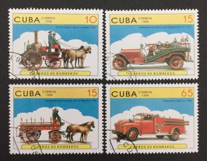 Cuba 1998 #3905-8, Fire Engines, Used/cto.