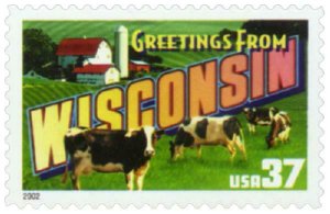 2002 37c Greetings from America, Wisconsin Scott 3744 Mint F/VF NH