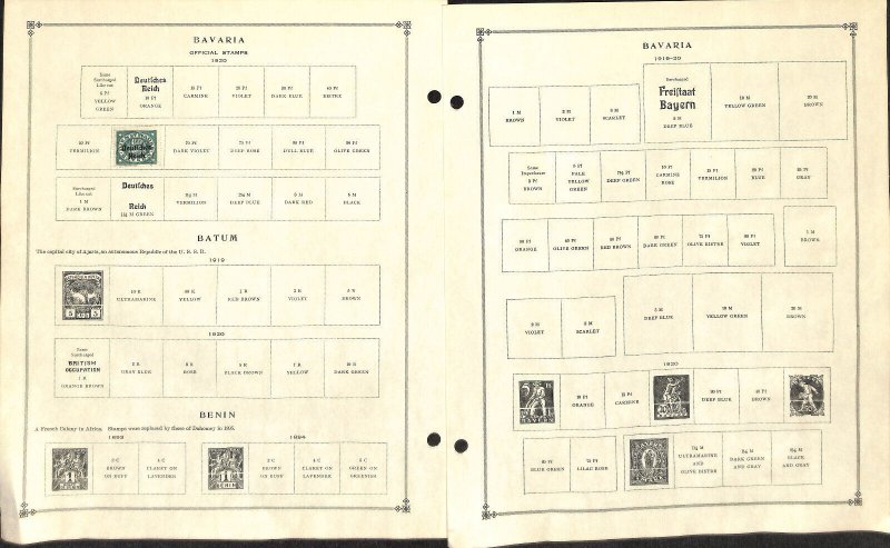 Bavaria - Germany Stamp Collection on 10 Scott International Pages, 1849-20 (BD)