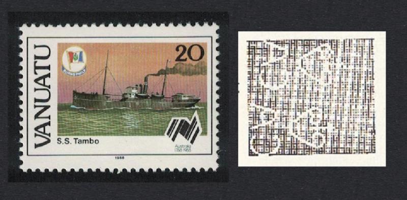 Vanuatu Freighter 'Tambo' Ship 20vatu Watermark variety SG#496w