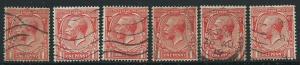 GB George V  SG 357  Used  x6 shades