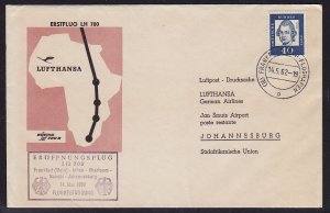 Germany - Scott #832 - used on 1962 First Flight cover Frankfurt-Johannesburg