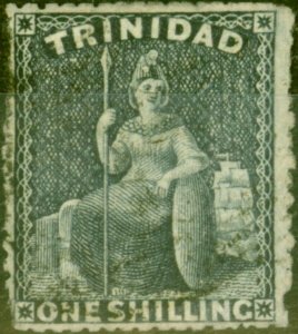 Trinidad 1861 1s Dp Bluish Purple SG59 Rough Perf 14 x 16.5 Fine Used Scarce (2)