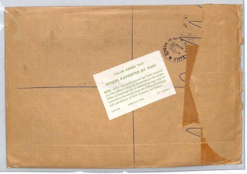 BS175 GB MACHIN Bristol Registered Cover 1973 *EEC* HM Customs VAT WARNING LABEL