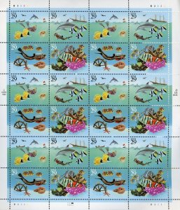 UNITED STATES SCOTT #2863/66 SEALIFE COMPLETE SHEET MINT NH