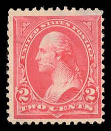 US Sc 267 Mint NO GUM - 1895 2¢ Washington, Type III, Double Line Wmk