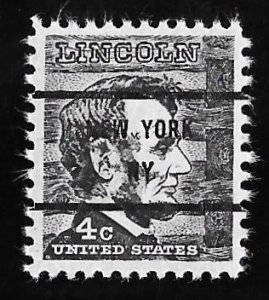 #1282 4 cents Precancel Lincoln (1965) Stamp used VF