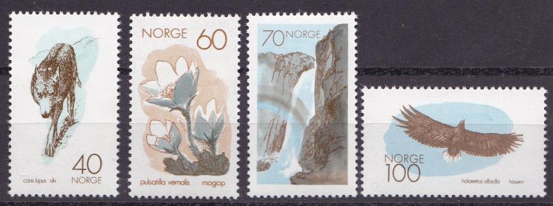 Norway 1970 Scott 551-554 European Nature Conservation Year.Wolf Eagle VF/NH(**)