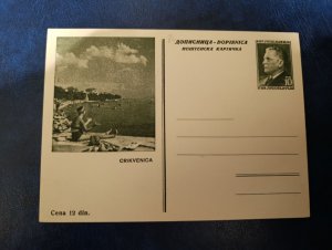 1950s Yugoslavia, Crikvenica in Croatia, 10 dinars unused Tito stationery