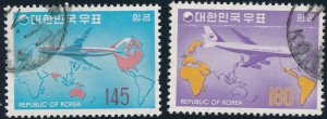 Korea sc# C41-42 - Used - Plane over World Map