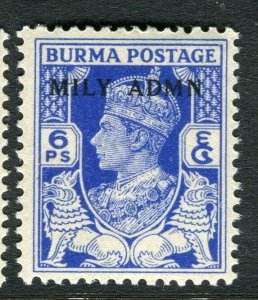 BURMA; 1945 early GVI MILY ADMIN issue fine Mint hinged 6p. value 