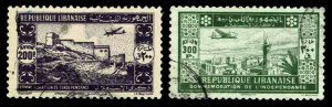 1943 Lebanon #C85-86 Airmail 2nd Anniv. of Indep. - Used - VF - $50.00 (E#2412)