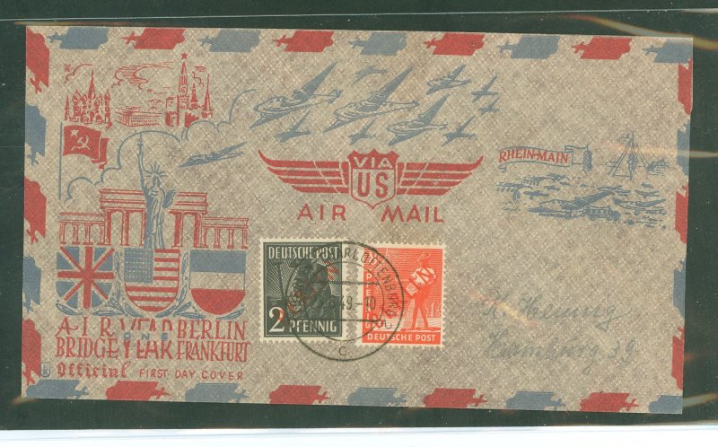 Germany 21/23 1949 Air bridge Berlin Frankfurt official commemorative cover, flown via US mail./with cachets