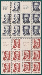 Australia 1972 Famous Australians, booklet panes, MNH #514a-517a,SG505a-SG508a