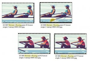 US 5694-5697 Womens Rowing forever set 4 stamps MNH 2022 after May 30