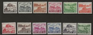 Iceland 257-68  1950-54  12 values fine mint  hinged