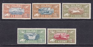 Iceland Scott C4-C8, 1930 Althing, Air Mails, VF MLH.  Scott $205