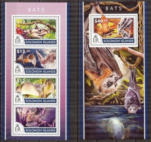 Solomon Islands 2015 Bats sheet + S/S MNH