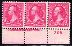 MOstamps - US #267 Mint OG NH Plate # Strip of 3 - Lot # MO-36A SCV $57.50