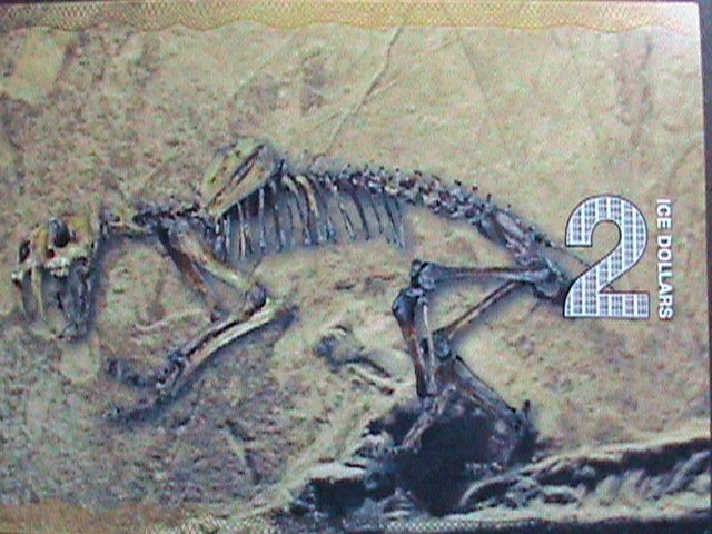 ​AFRICA-SMILODON-2 ICE DOLLARS POLYMER PICTORIAL NOTE-UNC- VERY FINE LAST ONE