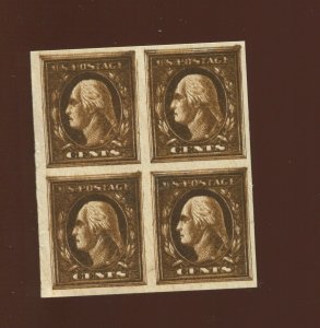 TD51 George Washington Block of 4 Bruckmann Photo Etching Test Stamps (By 1105)