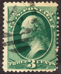 1873, US 3c, Washington, Used, Sc 158