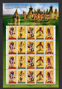 US 1996  32¢ American Indian Dances Stamp Sheet #3076a MNH
