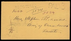 RPO RG-11 Registered GWR on face of cover from St. Anns Lincoln, U C(12 Nov...