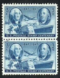 SC# 947 - (3c) - Postage Stamp Centenary - Used Vertical Pair