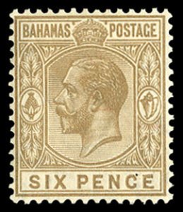Bahamas #53var (SG 86a) Cat£130, 1912 6p bister brown, malformed E of Pen...