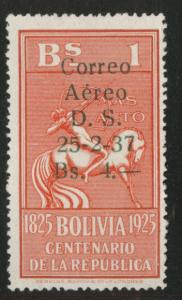 Bolivia Scott C60 MNG Mint No Gum, overprint airmail stamp