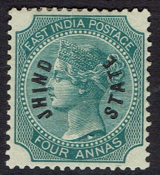 JIND STATE 1885 QV 4A VERTICAL OVERPRINT 