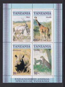 Tanzania   #319-322a  MNH  1986   sheet endangered wildlife