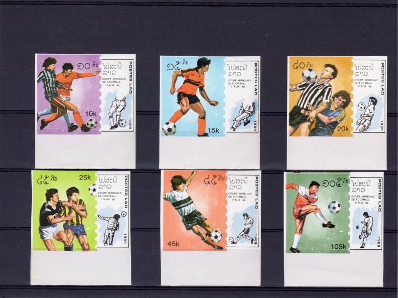 Laos 1989 Sc#902/907 Italy 90 Football World Cup (6) Set IMPERFORATED MNH