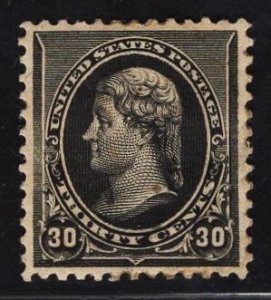 US #228 30c Black Jefferson UNUSED w/ faults SCV $280