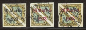 Estonia Scott C4-C6 Used LH - 1923 Tête-Bêche Pairs of #C1 Surcharged